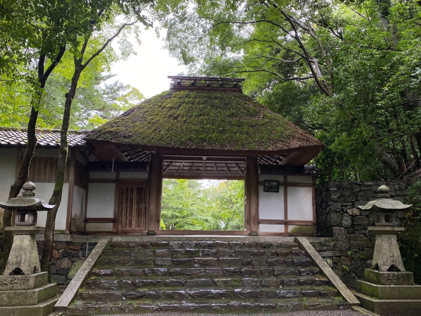 A moss-covered temple gate in Kyoto
