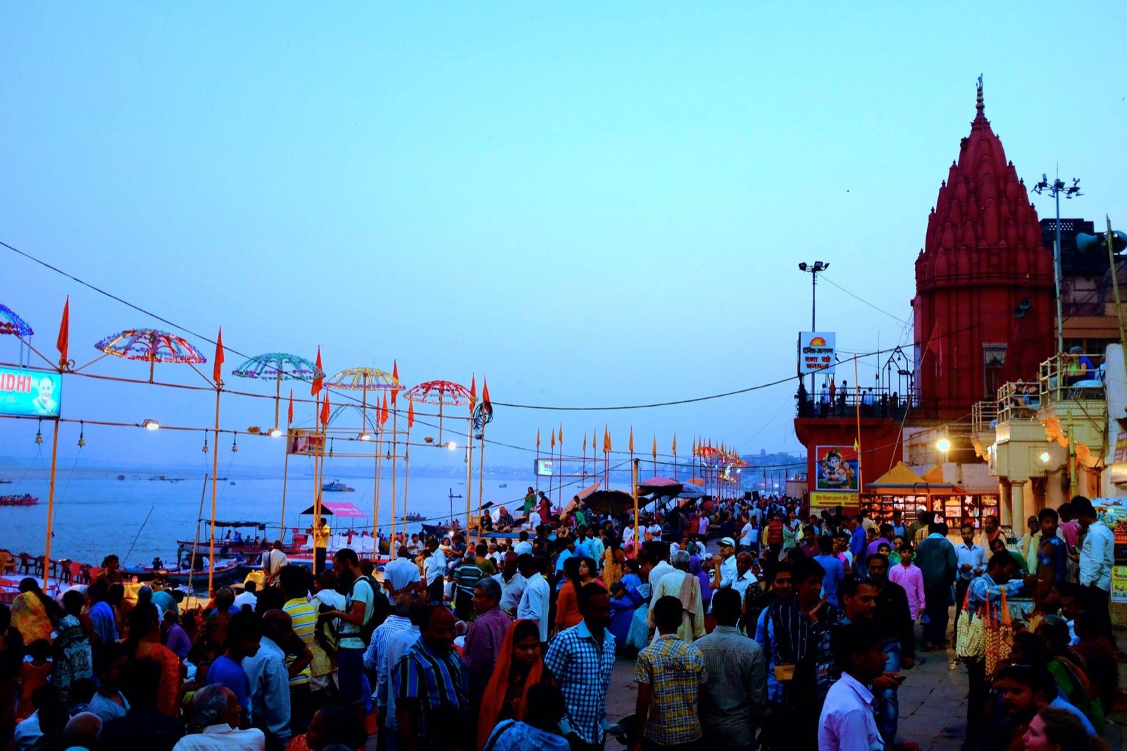 The ghats of Varanasi at dusk, India